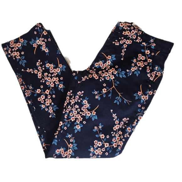 Banana Republic Pants - Banana Republic Pants Womens 4 Navy Blue Floral Ryan Stretch Dress Casual Slim